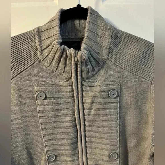 VTG Guess Textured Knit Button Zip Up Sweater Jacket XL Y2K Preppy Fall Neutral - Picture 2 of 12